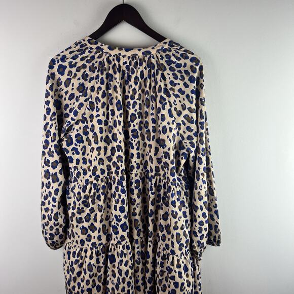Vineyard Vines Dress XL Leopard Print Tiered Dress Long Sleeve Pullover - Picture 9 of 9